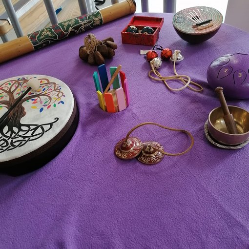 Table with Shemanic instruments